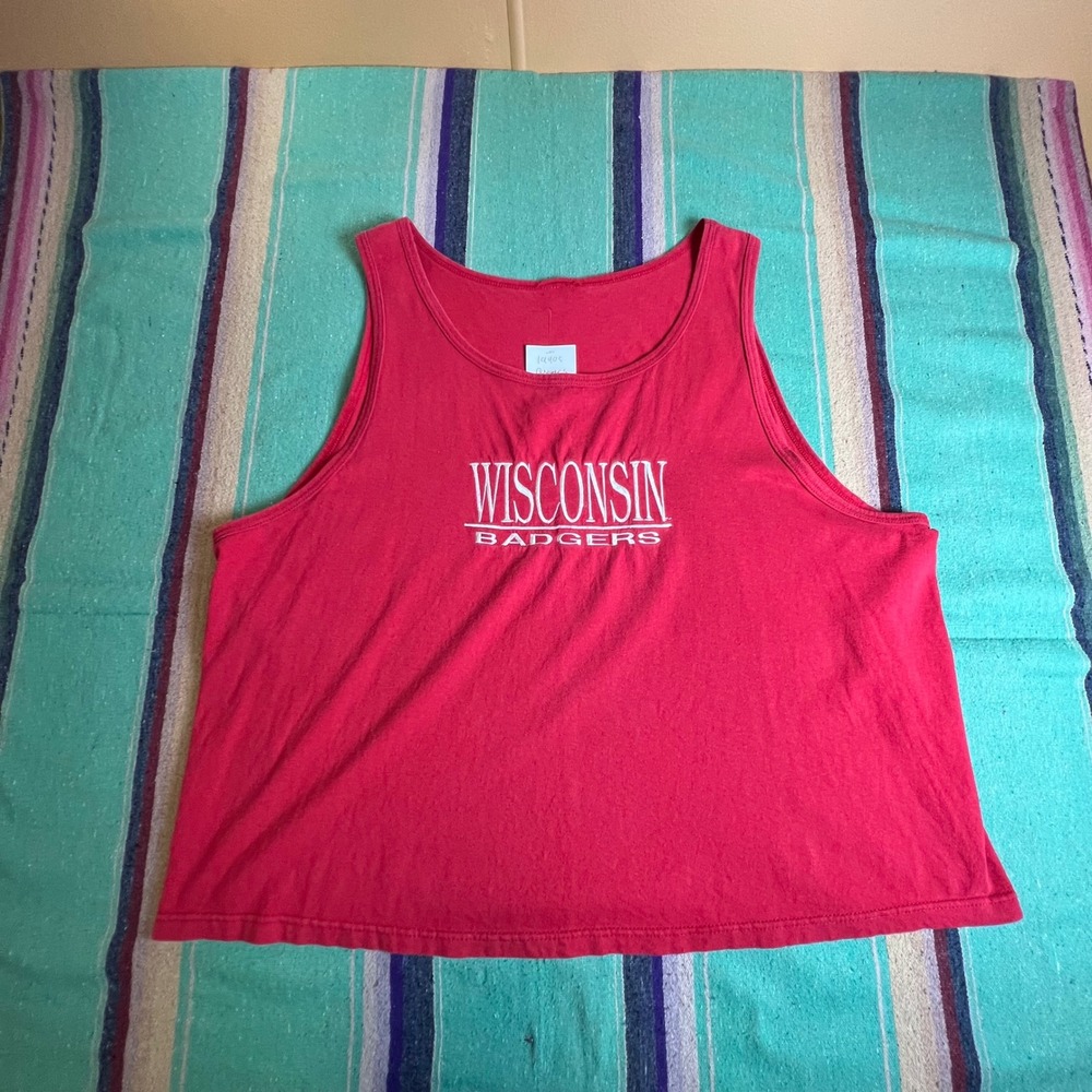 Wisconsin Badgers Tank Top Mens XL Red Embroidered NCAA Sportswear